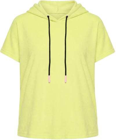 Laurasøn - Dames - Sweatshirt van badstof korte mouw capuchon - Veiligheidsgeel - Maat 48+