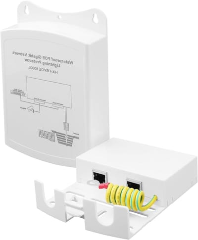 Gigabit PoE Overspanningsbeveiliging - PoE Bliksembeveiliging - Netwerk Beschermen - IP65 Waterdicht - 5KA - Grijs