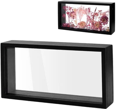 2 stuks zwarte schaduw fotolijst dubbele acryl schaduwdozen vitrines houten gedroogde bloem frame doe-het-zelf display opbergdoos voor huisdecoratie, specimens, handwerk 13 x 5,3 x 26 cm
