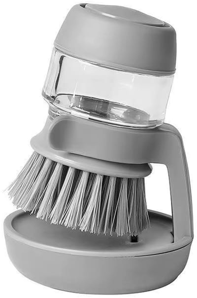 Afwasborstel met Zeepdispenser – Keuken Schrobborstel en Afwas Borstel met Houder & Lekbak - Grijs