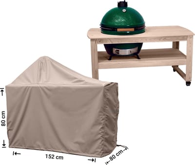 Raffles Covers Big Green Egg / Kamado hoes - 152 x 80 H: 140 cm - RBGE152 - Waterdicht - Ademend - UV-bestendig - Elastisch rijgkoord - Big Green Egg / Kamado Accessoires - Hoes voor BBQ + Tafel