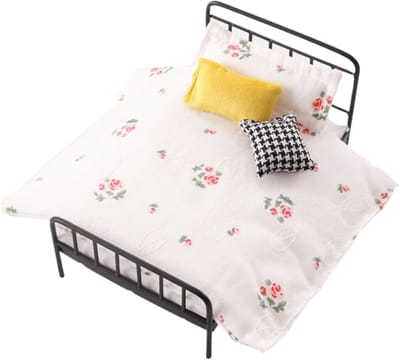 Poppenhuis Bed - Miniatuur Meubilair - Diorama Bouwen - Smeedijzeren Raamwerk - Schaal 1:12 - Wit