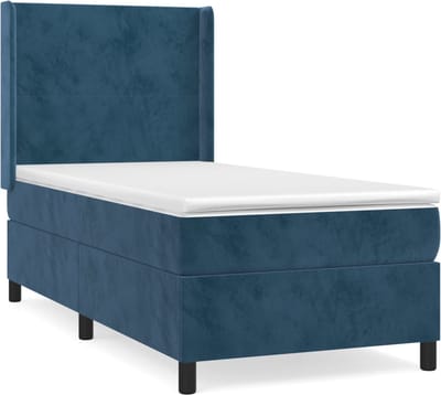 vidaXL - Boxspring - met - matras - fluweel - donkerblauw - 100x200 - cm