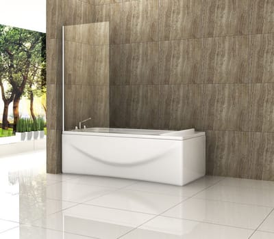 Vaste Badwand 70 x 140 cm - 6 mm dik veiligheidsglas - Plaatsing links of rechts - Anti-kalk Coating