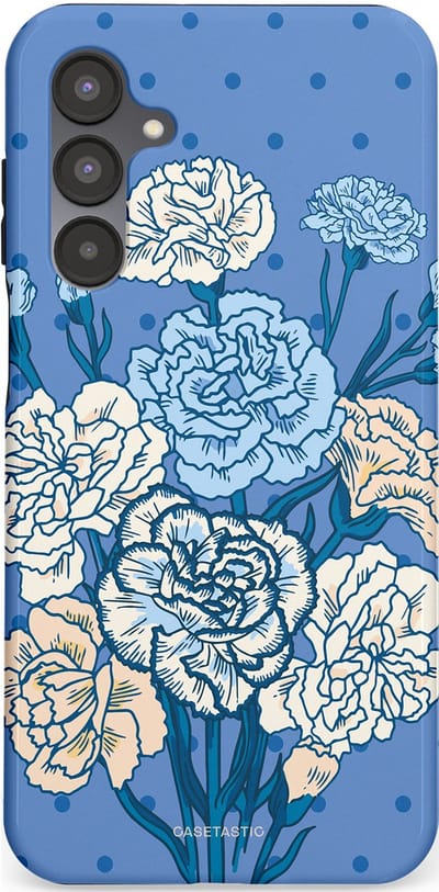 Casetastic hoesje geschikt voor Samsung Galaxy A16 - Dubbellaagse bescherming - Anjer boeket - Fashion Case - Lavendel Lichtblauw Zilver