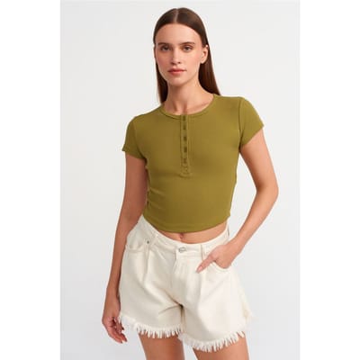 Dames Korte Slim-fit Crew Neck T-shirt