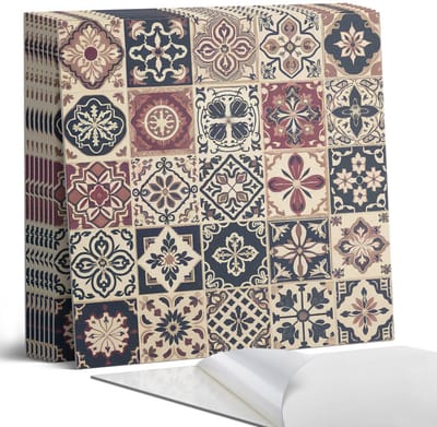 Coloray Plaktegels - Mozaïek tegelpatronen Portugese Tegels - 30 cm x 30 cm - Zwart Plaktegels - 9 stuks - Vierkant PVC Tegels - Plaktegels Keuken - Zelfklevende Vloertegels - Vinyl Tegels - Zelfklevende Tegels