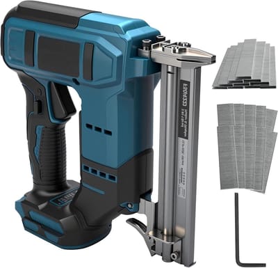 Cordless Brad Nailer, Cordless Nietler Nail Gun Compatible with 18V Battery, 2-in-1 Electric Nail Gun with 1000 Straight Nails and 1000 U Shaped Nails, for Upholstery, Carpentry