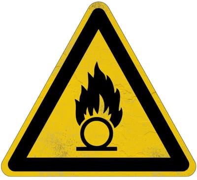 Oxiderende stoffen waarschuwingsbord - W028 | Sign Again materiaal | 15 cm