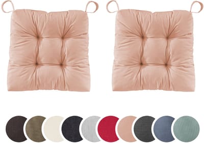 sleepling set van 2 stoelkussens Basic 20 | 40 (voorkant) / 35 (achterkant) x 38 x 7 cm | zitkussen voor binnen en buiten | hoes van 100% katoen | met klittenband | Made in EU | roze