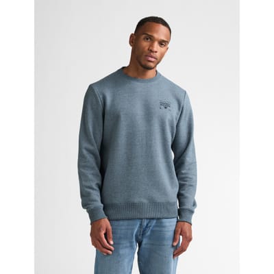 Petrol Industries - Heren Gemêleerde trui met ronde hals steelmont - Blauw - Maat XXXL