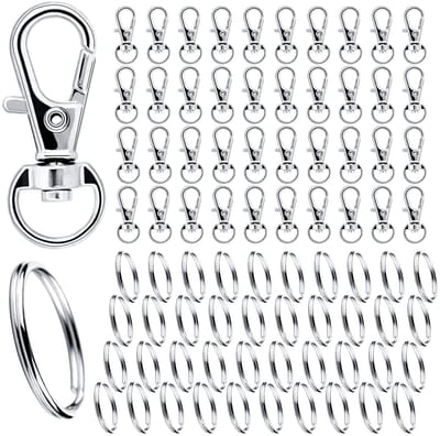 Dailygoods- Sleutelhanger 80 Stuks - Karabijnhaken/Sleutelringen - DIY Sieraden - Robuust/duurzaam - Lichtgewicht - Diameter 2,5 cm - Keychain