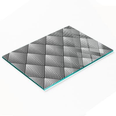 Stijlvol en duurzaam glazen bord met print van geometrische vormen, 80x52 cm