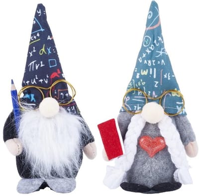 2 sets Zweedse kaboutercadeaus ter waardering van de afstudeerleraar, cadeau voor terug naar school, hartvormige potlood, pluche handgemaakte poppen van het einde van het schooljaar, decoratie voor op kantoor.
