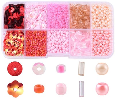 Petra's Sieradenwereld - Kralendoos roze verschillende kralen 3-4 mm (175)