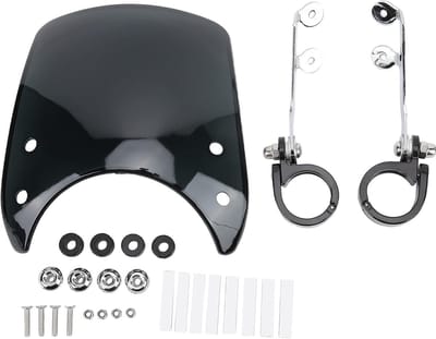 Verstelbare Motorruit met 180° Hoek, Universele Winddeflector voor Voorvork van 1,5-1,6 inch, Bescherming tegen Wind en Weer