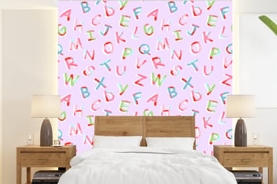 Behang - Fotobehang Alfabet - Letters - Patroon - Breedte 220 cm x hoogte 240 cm