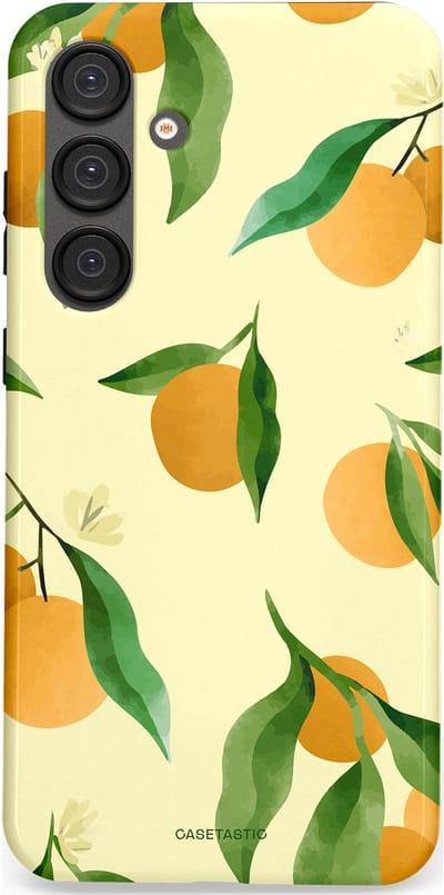 Casetastic Hoesje Geschikt voor Samsung S25 Plus - Stijlvolle Beschermende Duo-layer Case - Bladrijke Sinaasappel