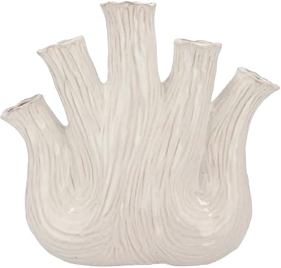 DK Design Bloemenvaas Aglio Ovaal - vaas voor tulpen - wit - 25 x 11 cm - toetervaas