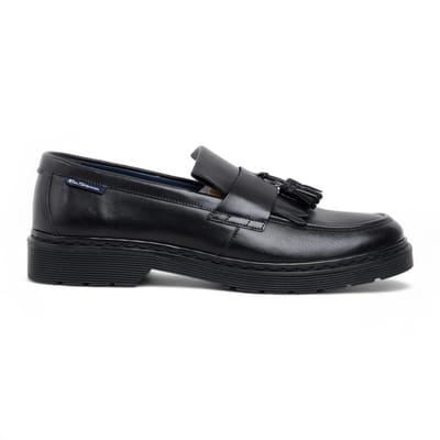 Ben Sherman Heren Zwarte Leren Loafers met Kwastjes - Dudley