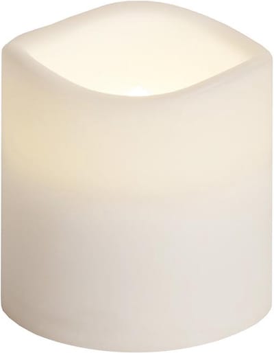 Star Trading Kaars Paul, zuilkaars, wit, LED, timer, warm wit, voor buiten, 7,5 cm