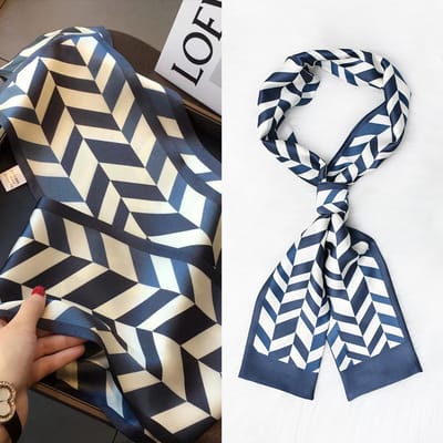 Zijden sjaal-stijl zijden sjaal voor dames - Kleurblokkenprint - Fris en delicaat - Decoratieve shawl over shirts -34，14*150CM