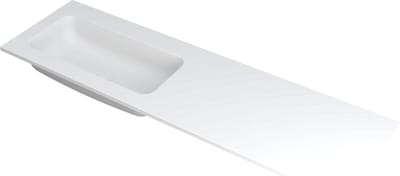 INK Faktor wastafel polystone links zonder kraangat 160x45x1,5cm, mat wit