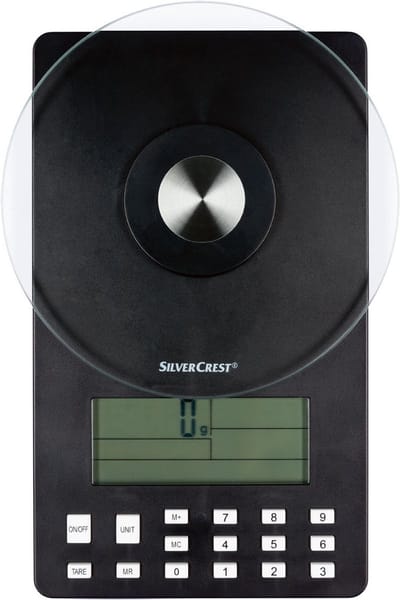 SILVERCREST Weegschaal met voedingswaardeanalyse (Zwart) - Tara functie - Sport - fitness - Gezondheid - Max 5kg - CalorieënSILVERCREST® Weegschaal met voedingswaardeanalyse - Tara functie - Sport - fitness - Gezondheid - Max 5kg - Calorieën