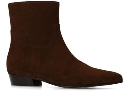 Manfield - Dames - Bruine suède enkellaarsjes - Maat 36