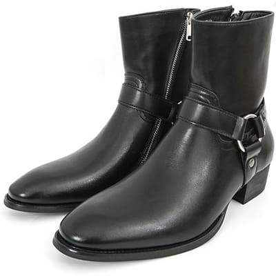 Mode Heren Ademende Outdoor Cowboylaarzen Klassiek Zwart Herfst Comfortabele Rits aan de Zijkant Puntige Hoge Leren Schoenen 46 black
