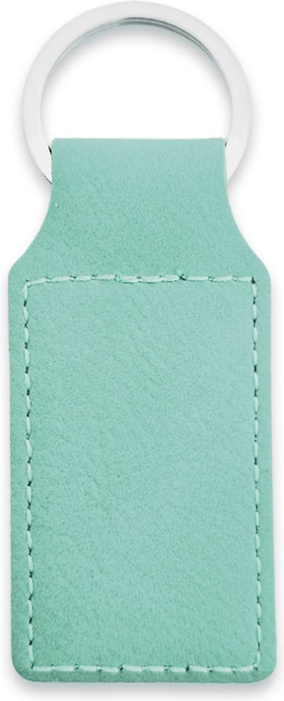 CombiCraft Blanco leren sleutelhanger rechthoek 33x70mm turquoise - 5 stuks