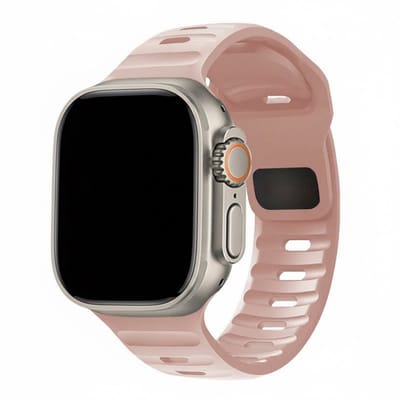 Siliconen bandje - geschikt voor Apple Watch 1/2/3/4/5/6/7/8/9/10/11/ SE (1,2,3) met maat 38 mm / 40 mm / 41 mm en 42 mm (Watch 10/11) - ribbel met druksluiting - roze