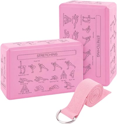 Yogablokken Set - Pilates Blokken Foam - Oefeningen Verbeteren - Antislip EVA Oppervlak - 23x15x7.5cm - Roze