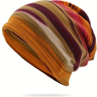 Regenboog gestreepte mutsen pet zacht dun gebreide outdoor warme skullies pullover hoed dual-use dames casual muts oranje