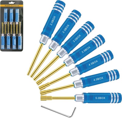 Schroevendraaierset voor Zeskantmoeren - 7 Stuks - Diverse Maten van 2,0 mm tot 5,0 mm voor RC Auto's en Boten