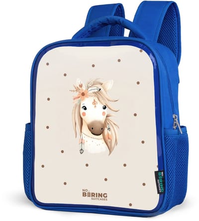 NoBoringSuitcases.com® - Rugzak blauw - Schooltas jongens - Bohemian paard in pastel kleuren - Kinder rugtas jongen - Boekentas kind - Kinderrugzak voor school - Schoolrugzak