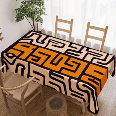 Geometrisch Patroon Rechthoekige Tafelkleed voor Tafeldecoratie Keuken Eetkamer Waterdicht Herbruikbaar Tafelkleed voor Tafels Feest Picknick 90x140cm black