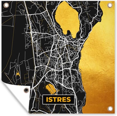 Tuin poster Istres - Stadskaart – Plattegrond – Kaart – Frankrijk - 200x200 cm - Tuindoek