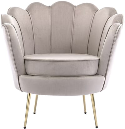 Vente-unique Schelpvormige fauteuil van taupegrijs velours DANDELION - van Pascal Morabito