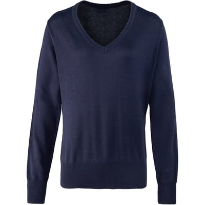 Premier Dames/Dames Gebreid Katoen Acryl V Hals Sweatshirt (Marine)