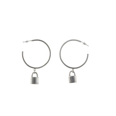 Behave - Oorbellen - Oorringen met slot hanger - zilverkleur - edgy stijl