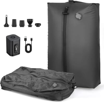 HOB Vacuum Packingcubes - 2 Stuks - Inclusief draadloze Compressie Pomp - koffers en tassen - Koffer Organizer - Bagage & Backpack Compression - Zwart
