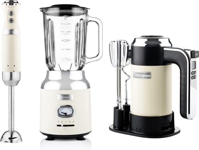 Westinghouse Retro 3-delige Set – Handmixer + Staafmixer + Blender 1,5L – Beige