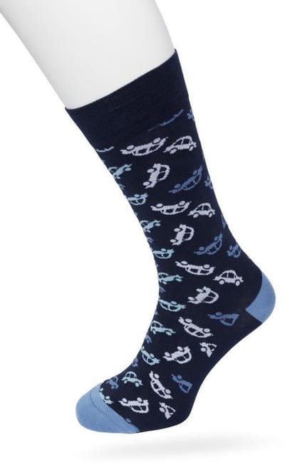Bonnie Doon Heren Sokken met Auto Print maat 40/46 Donker Blauw - Thema Sokken - Auto's - Cadeau Sokken - Word je Happy en vrolijk van - Zacht Katoen met Gladde Teennaad - Comfortabel - Perfect Cadeau - Black Iris - BT992126.134