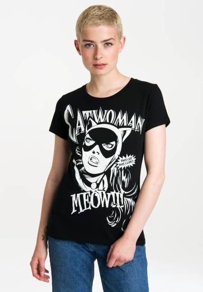 Logoshirt Vrouwen T-shirt Catwoman Logo - DC Comics - Shirt met ronde hals van Logoshirt - zwart