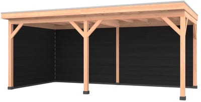 Douglas overkapping, 600 x 300, met achterwand en zijwand, Westwood Comfort Plus Zwart