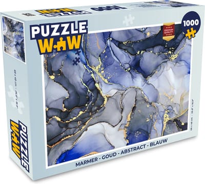 Puzzel Marmer - Goud - Abstract - Blauw - Legpuzzel - Puzzel 1000 stukjes volwassenen