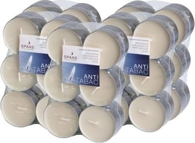 Spaas Geurtheelichtjes/waxinelichtjes - Maxi - 60x - Anti Tabac - 10 branduren - geurkaarsen