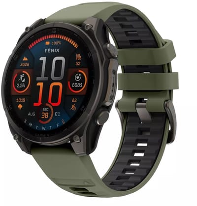Strap-it Sport gesp bandje geschikt voor Garmin Fenix 9 (Pro) 51mm / Fenix 8 (Pro) 51mm / Garmin Fenix 7x (Pro - Sapphire Solar) / Fenix 6x (Pro - Sapphire) / Fenix 5x (Plus) / Fenix 3 / Epix Pro (Gen 2 - 51mm) / Enduro 1-2-3 - Donkergroen/zwart