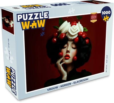 Puzzel Vrouw - Kersen - Slagroom - Legpuzzel - Puzzel 1000 stukjes volwassenen